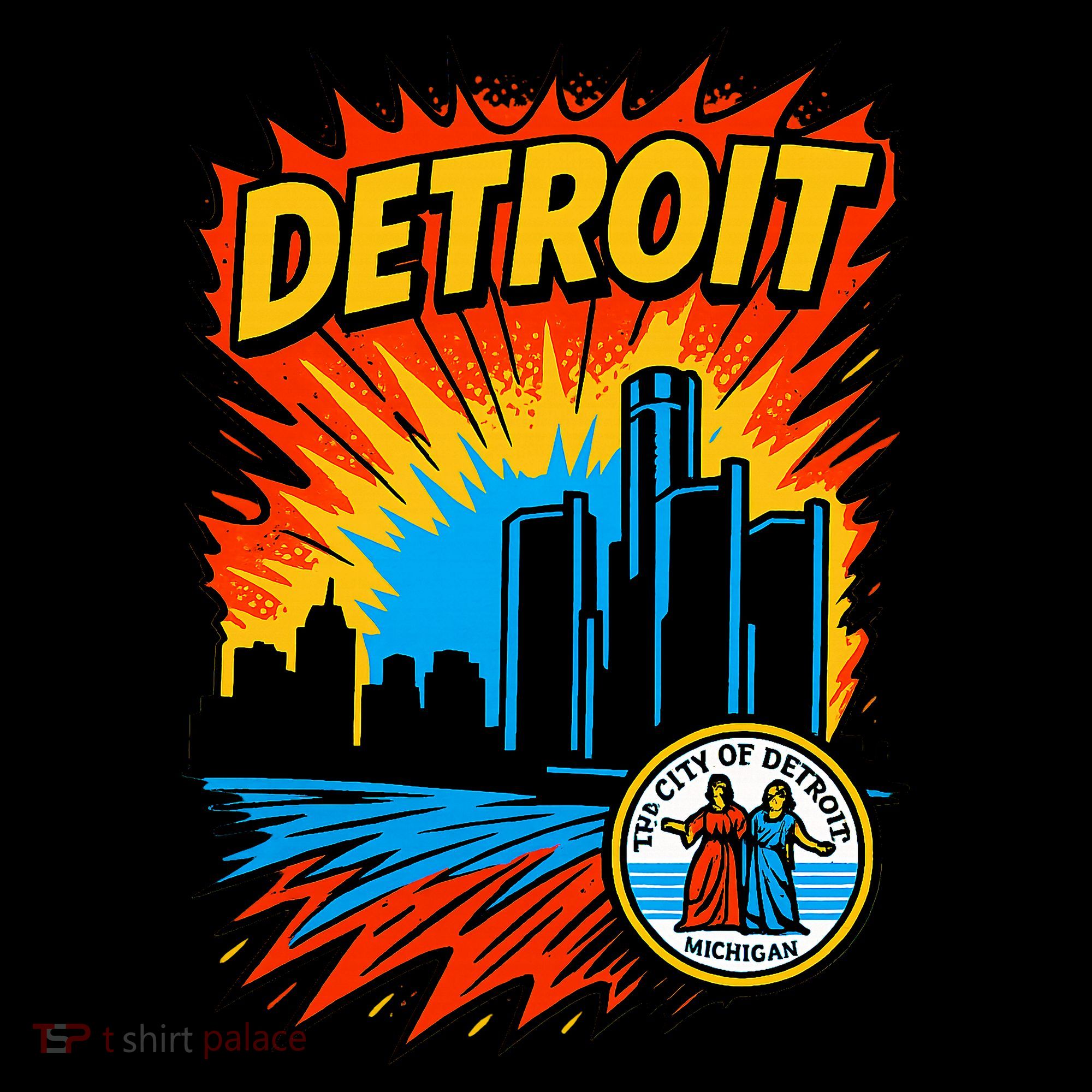 Detroit Retro Comic Style Ornament