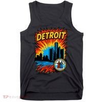 Detroit Retro Comic Style Tank Top thumb 0