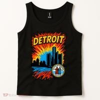Detroit Retro Comic Style Tank Top thumb 2