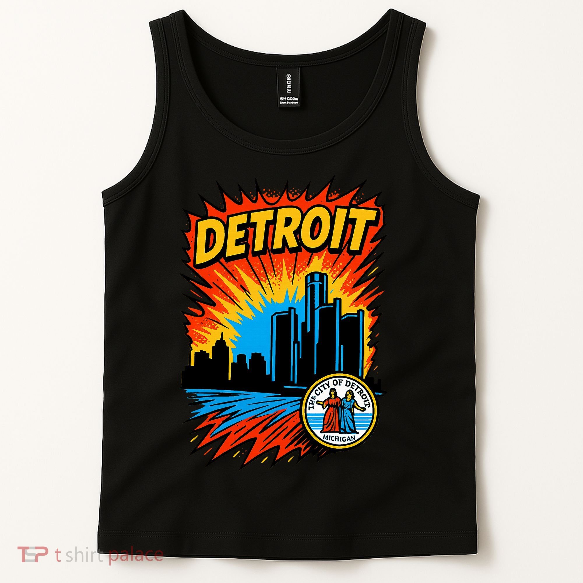 Detroit Retro Comic Style Tank Top