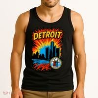 Detroit Retro Comic Style Tank Top thumb 3