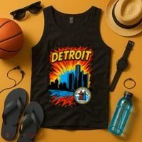 Detroit Retro Comic Style Tank Top thumb 4