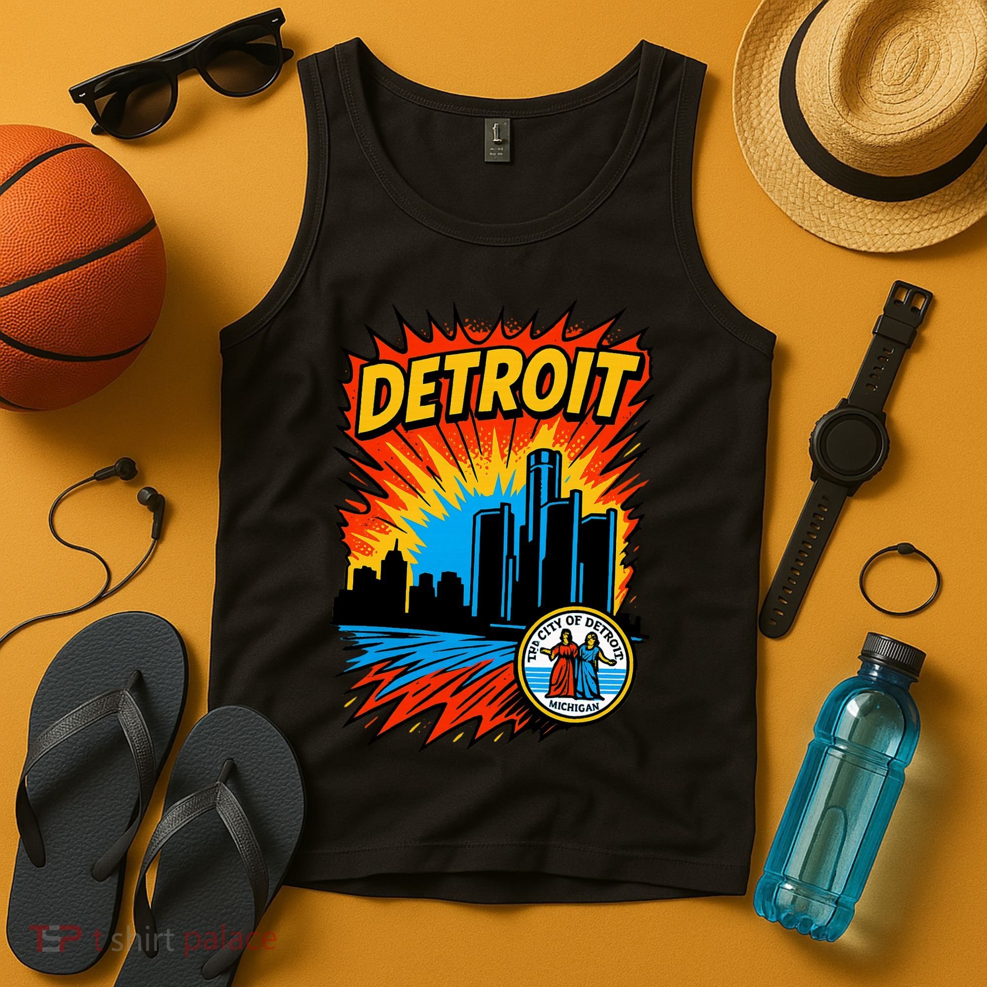 Detroit Retro Comic Style Tank Top