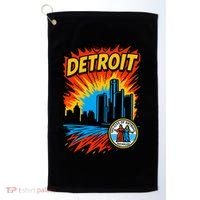 Detroit Retro Comic Style Golf Towel thumb 0
