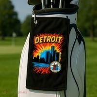 Detroit Retro Comic Style Golf Towel thumb 2