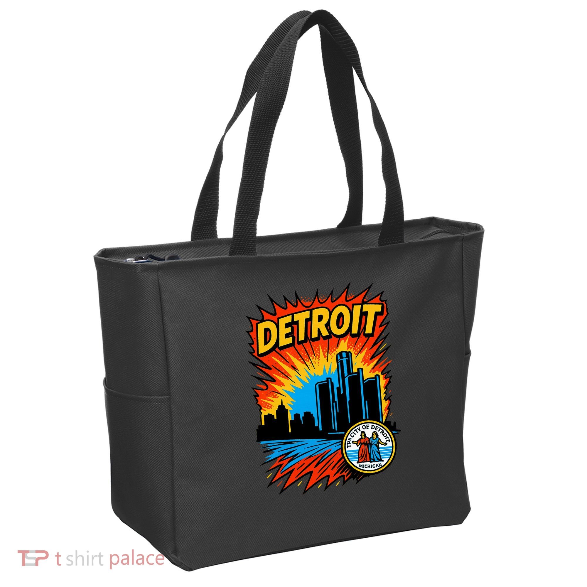 Detroit Retro Comic Style Tote Bag