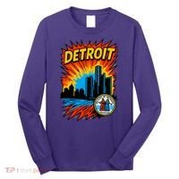 Detroit Retro Comic Style Long Sleeve Shirt thumb 0