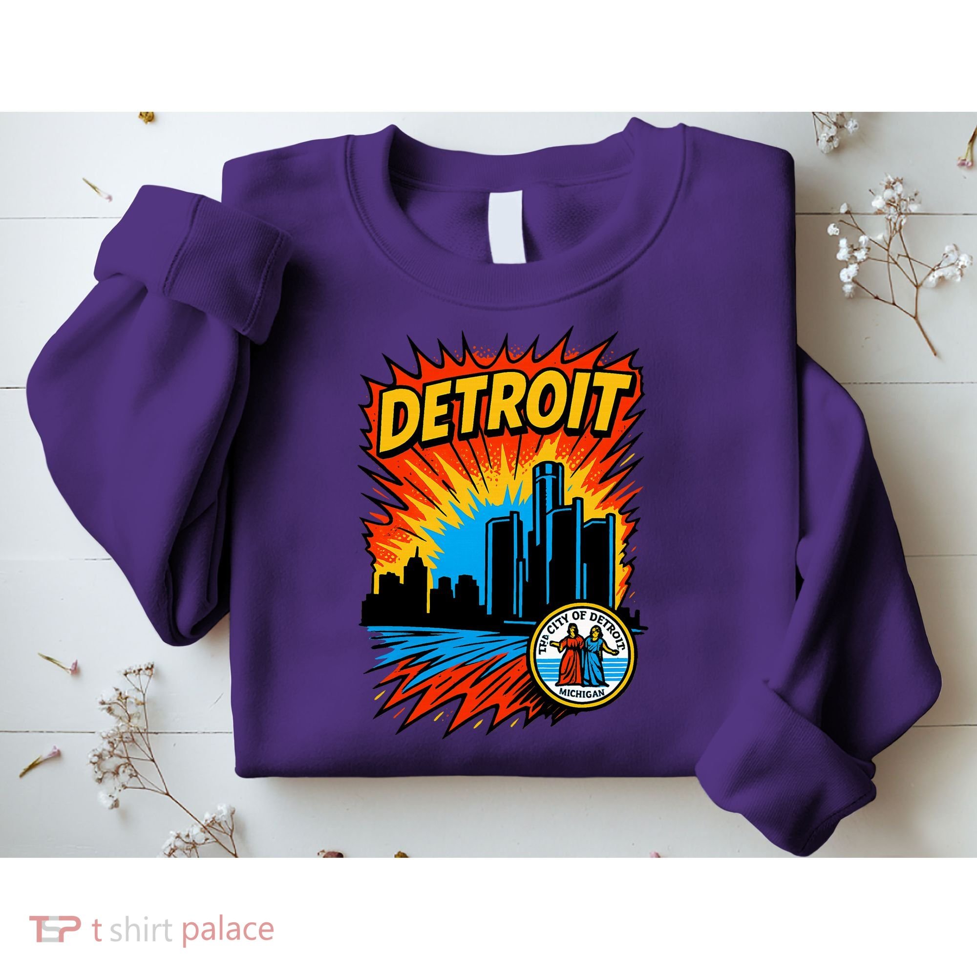 Detroit Retro Comic Style Sweatshirt