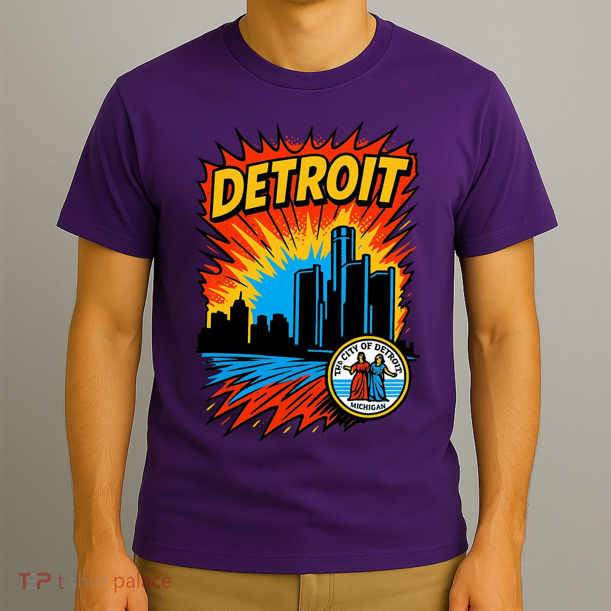 Detroit Retro Comic Style T-Shirt