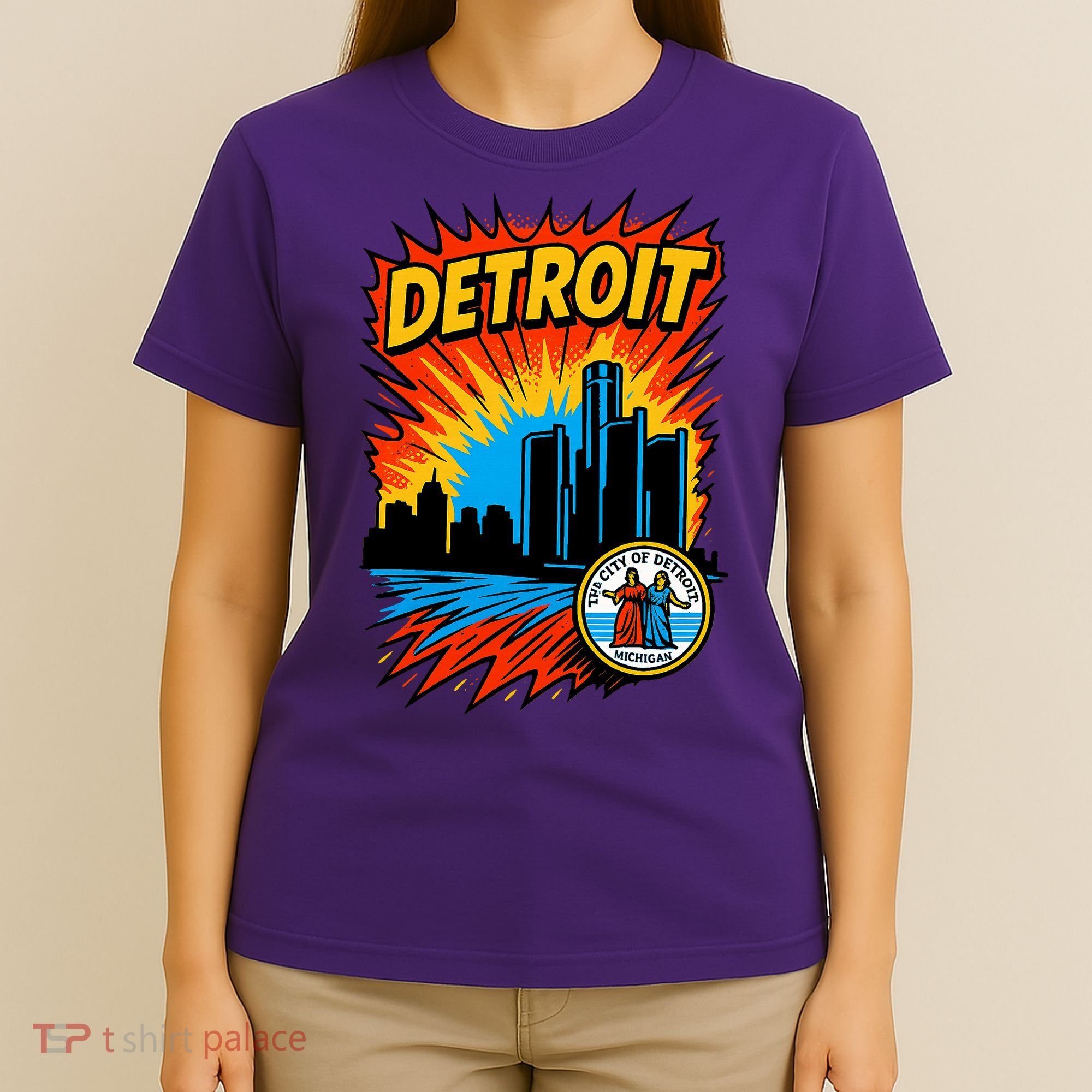 Detroit Retro Comic Style T-Shirt