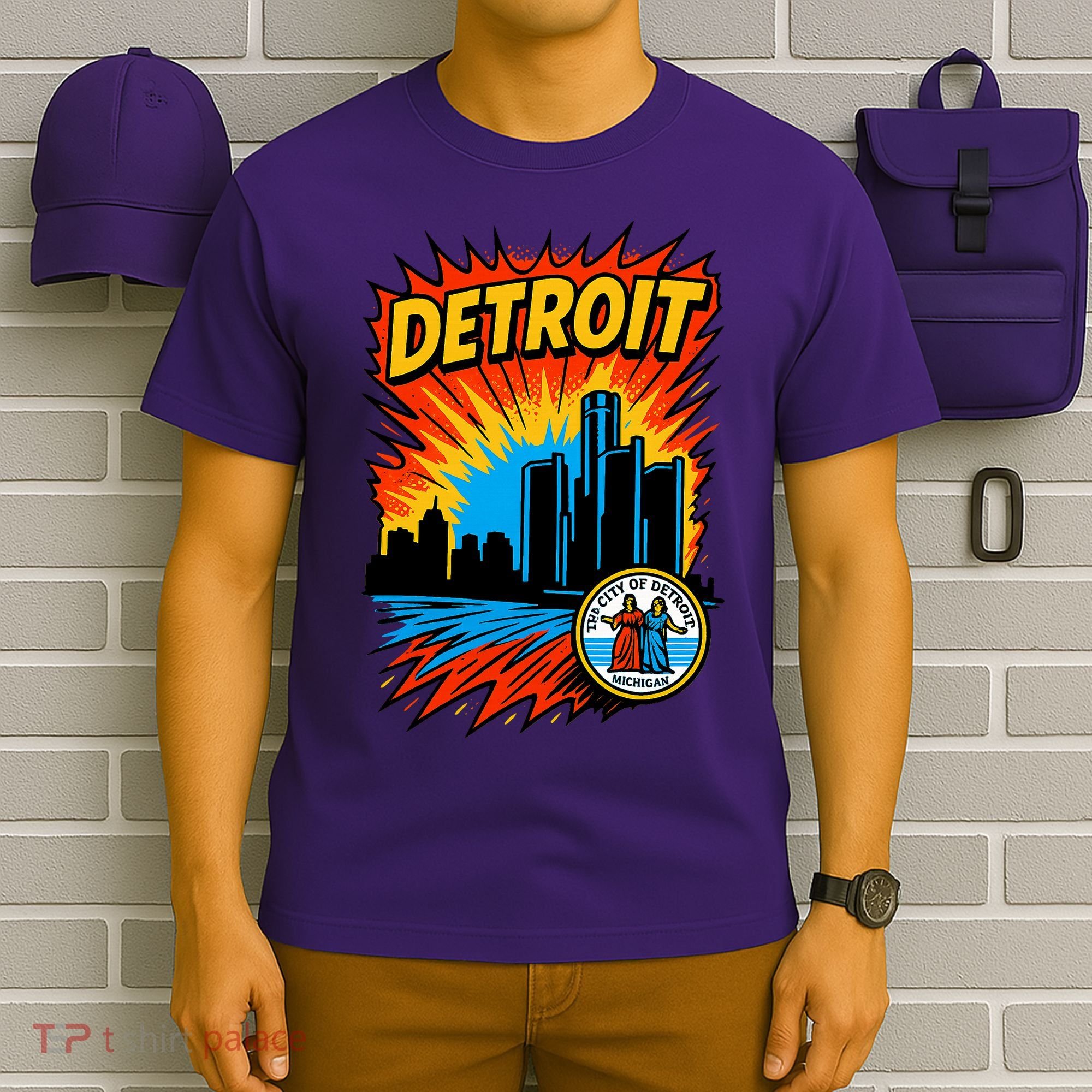 Detroit Retro Comic Style T-Shirt