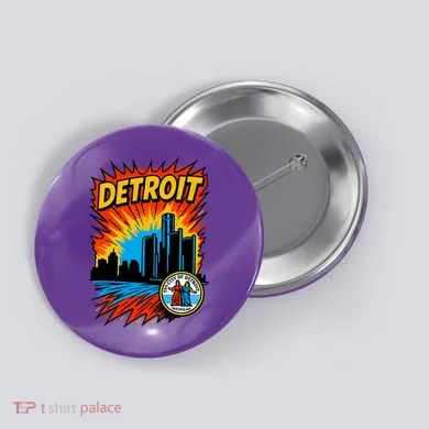 Detroit Retro Comic Style Button