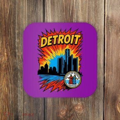 Detroit Retro Comic Style Coaster