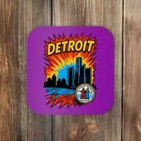 Detroit Retro Comic Style Coaster thumb 0