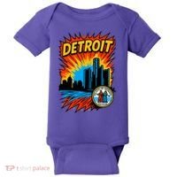 Detroit Retro Comic Style Baby Bodysuit thumb 0
