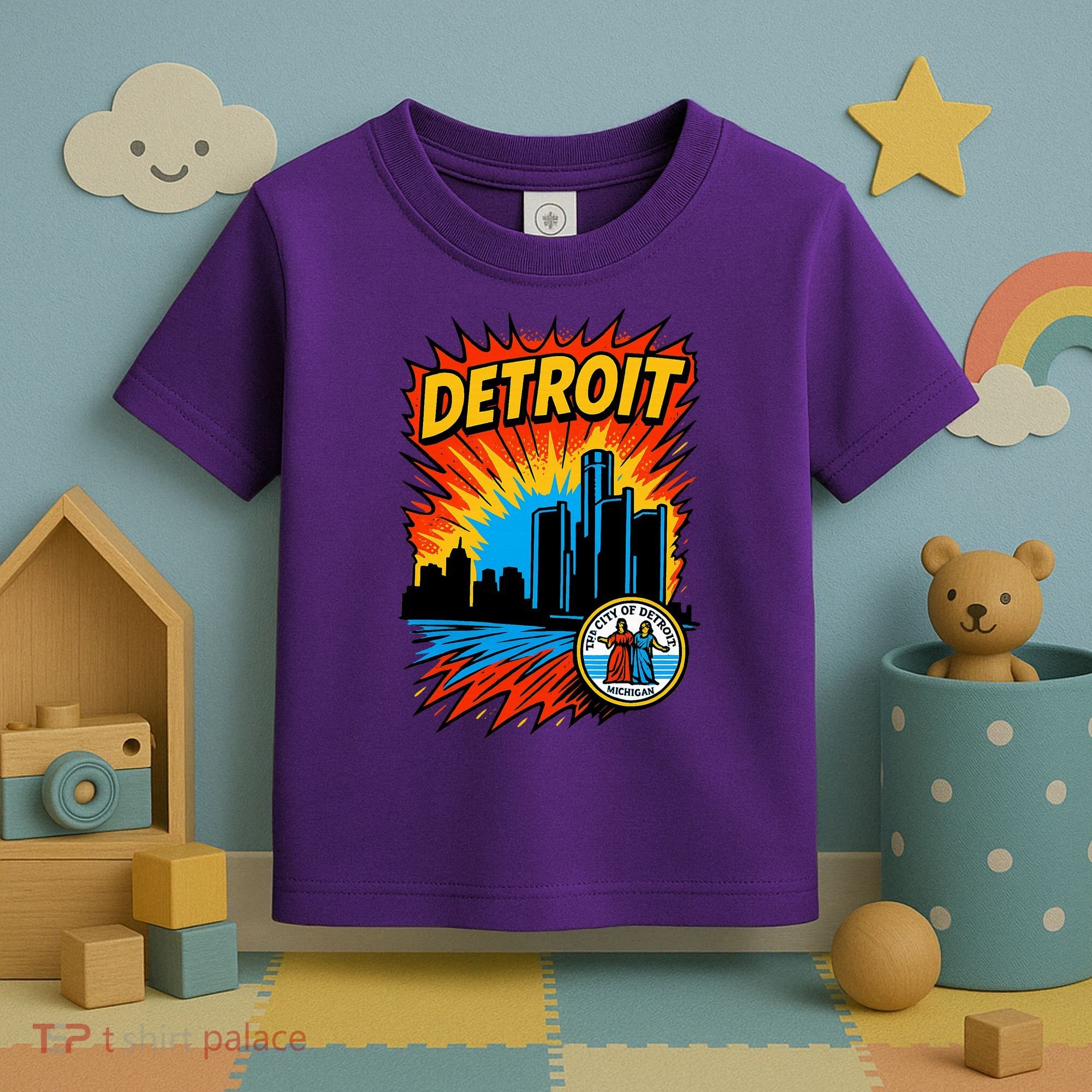 Detroit Retro Comic Style Toddler T-Shirt