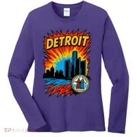 Detroit Retro Comic Style Women's Long Sleeve Shirt thumb 0