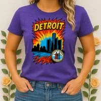 Detroit Retro Comic Style Women's T-Shirt thumb 2
