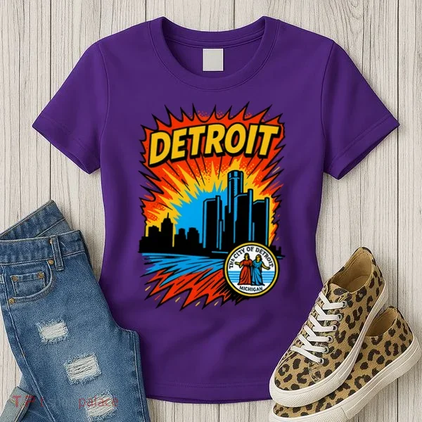 Detroit Retro Comic Style Women's T-Shirt