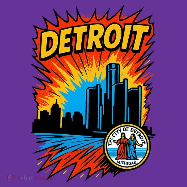 Detroit Retro Comic Style Women's T-Shirt