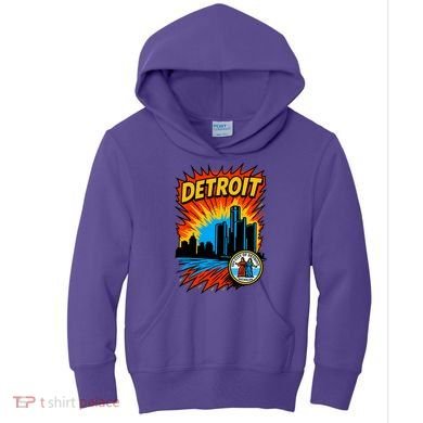 Detroit Retro Comic Style Kids Hoodie