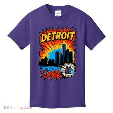 Detroit Retro Comic Style Kids T-Shirt