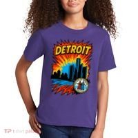 Detroit Retro Comic Style Kids T-Shirt thumb 2