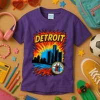 Detroit Retro Comic Style Kids T-Shirt thumb 3
