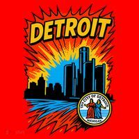 Detroit Retro Comic Style Santa Hat thumb 1