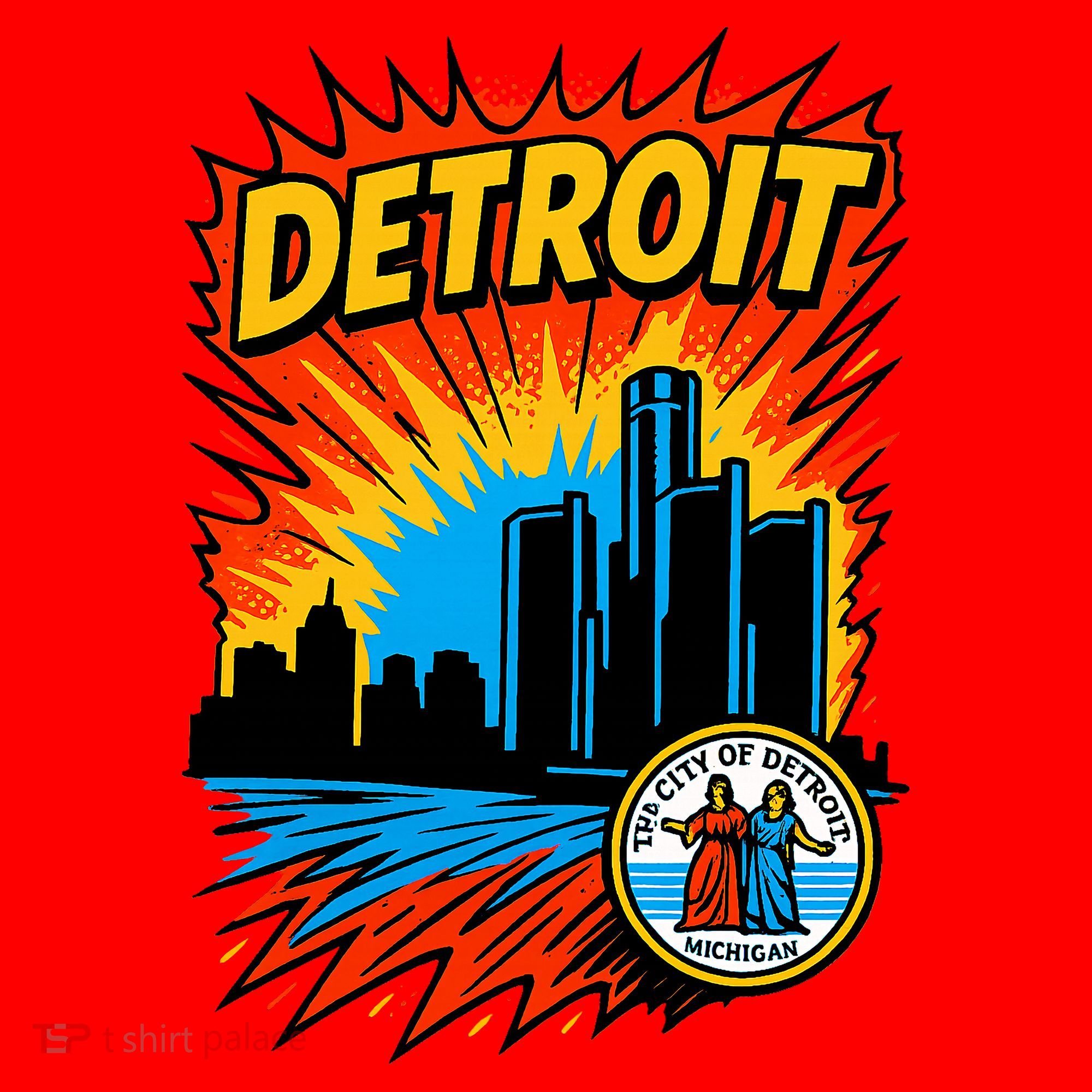 Detroit Retro Comic Style Santa Hat