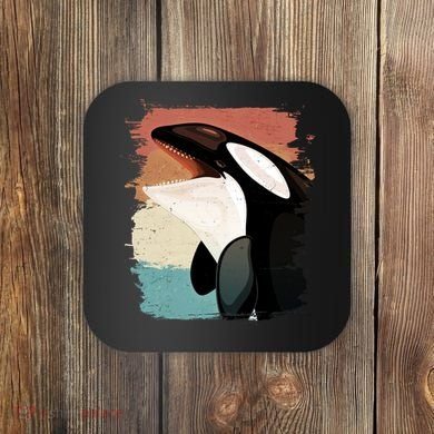 Distressed Retro Colors Orca Killer Whale Coaster