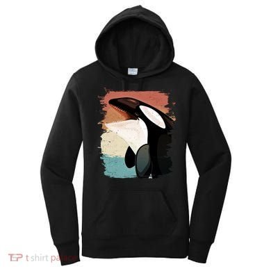 Distressed Retro Colors Orca Killer Whale Women's Hoodie