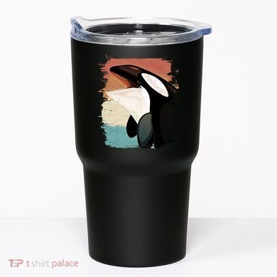 Distressed Retro Colors Orca Killer Whale Tumbler