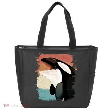 Distressed Retro Colors Orca Killer Whale Tote Bag