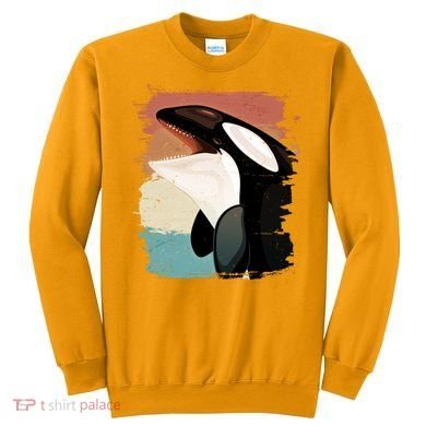 Distressed Retro Colors Orca Killer Whale Sweatshirt