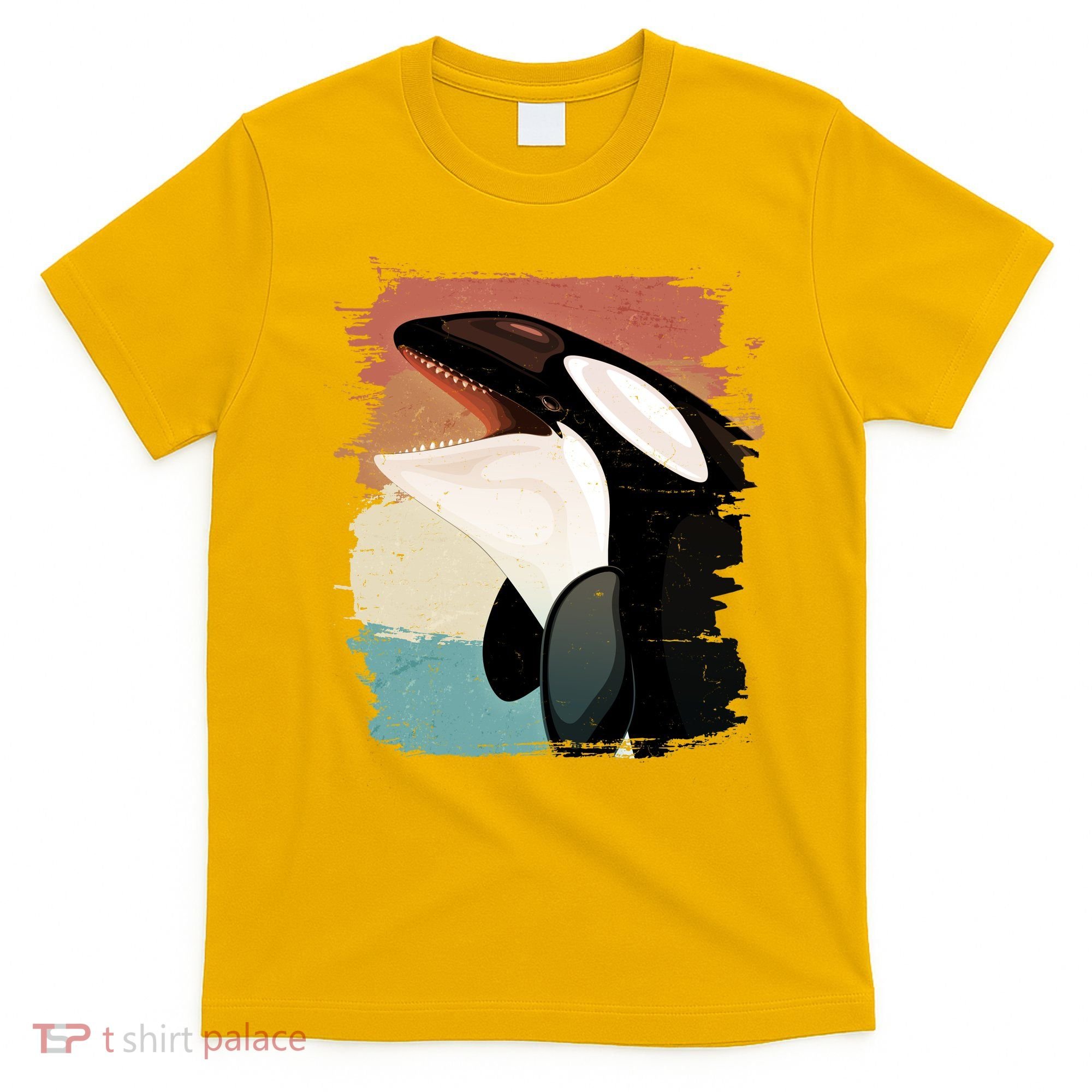 Distressed Retro Colors Orca Killer Whale T-Shirt