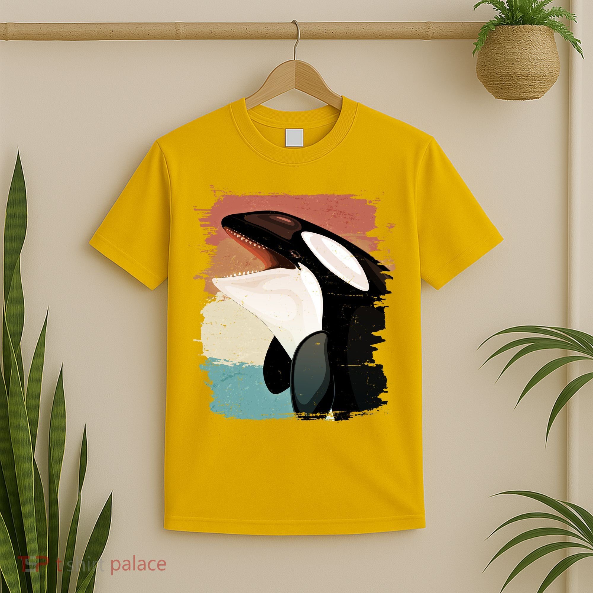 Distressed Retro Colors Orca Killer Whale T-Shirt
