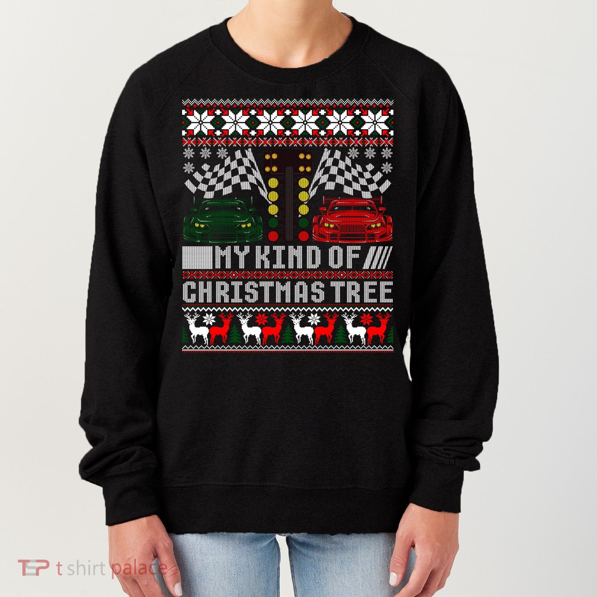 Drag Racing Christmas Tree Race Car Ugly Gift Women's Sweatshirt