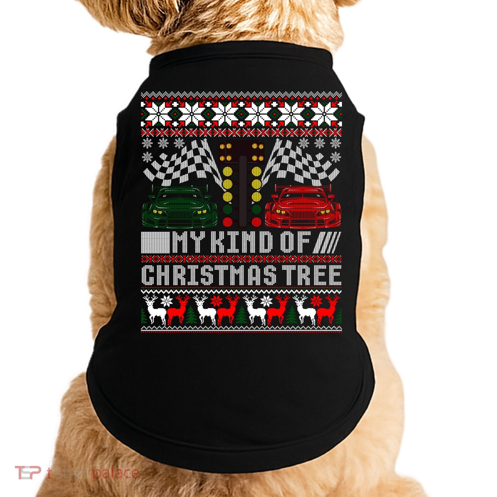 Drag Racing Christmas Tree Race Car Ugly Gift Doggie Tank