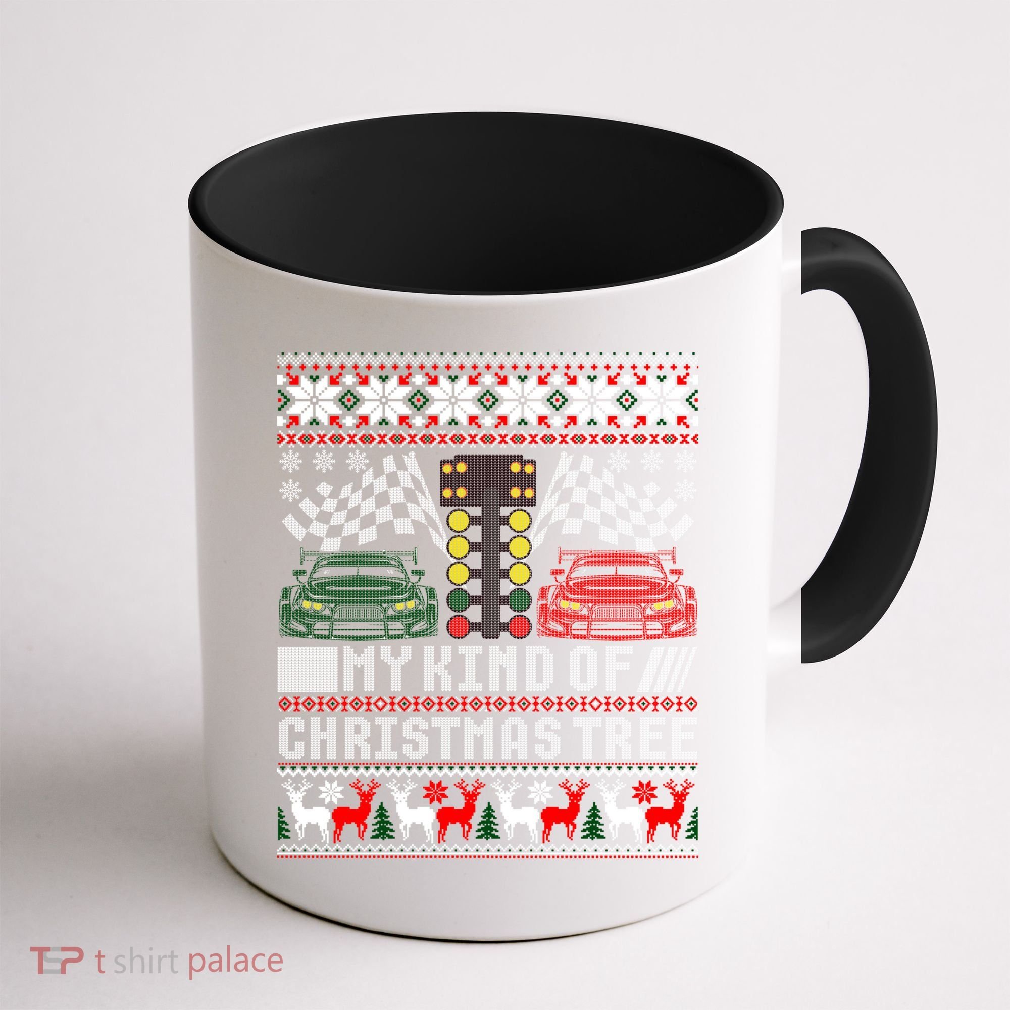 Drag Racing Christmas Tree Race Car Ugly Gift Coffee Mug