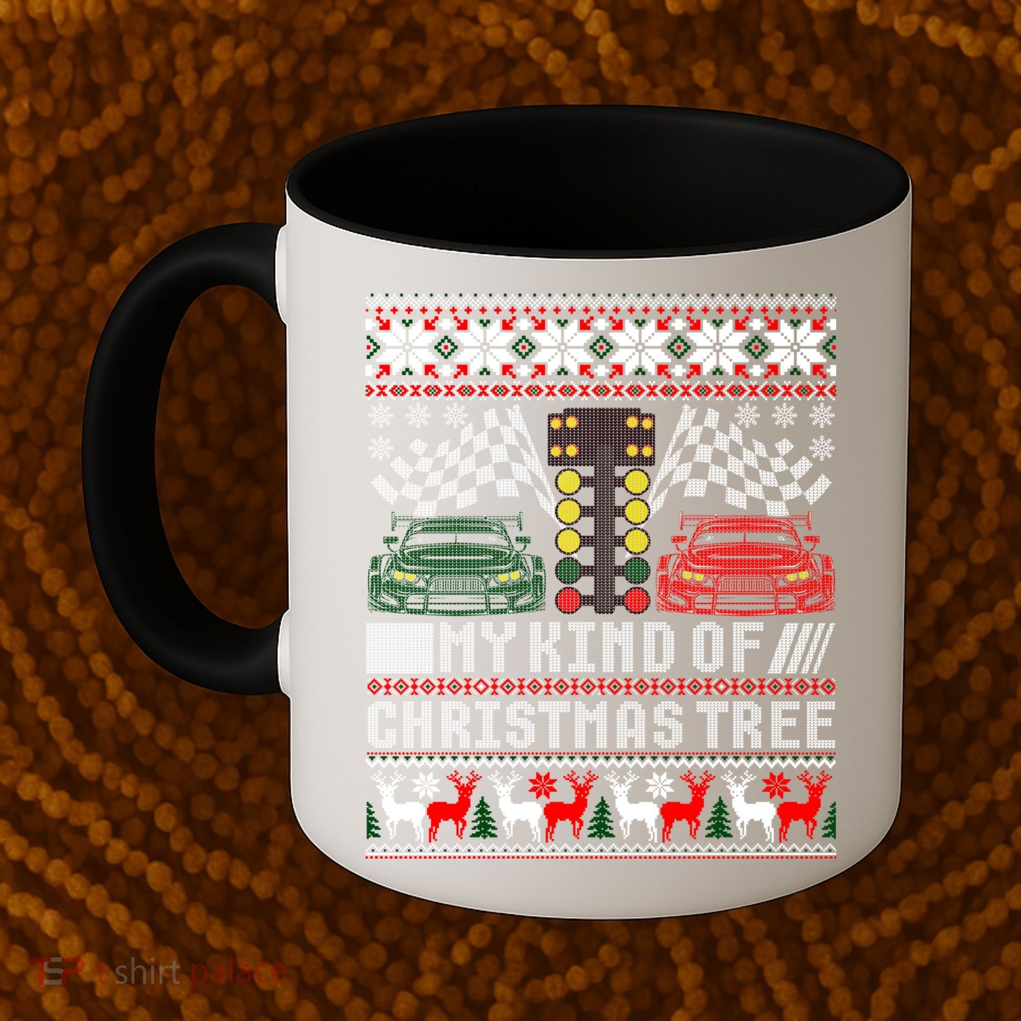 Drag Racing Christmas Tree Race Car Ugly Gift Coffee Mug