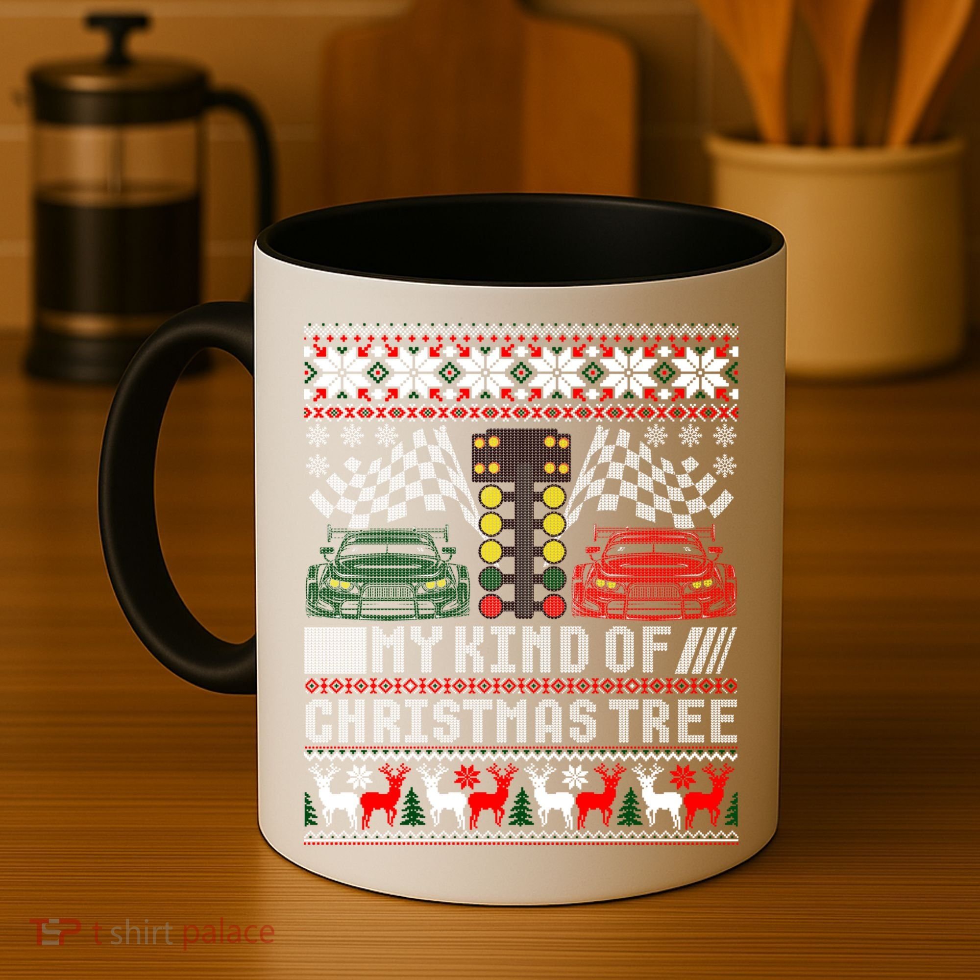 Drag Racing Christmas Tree Race Car Ugly Gift Coffee Mug