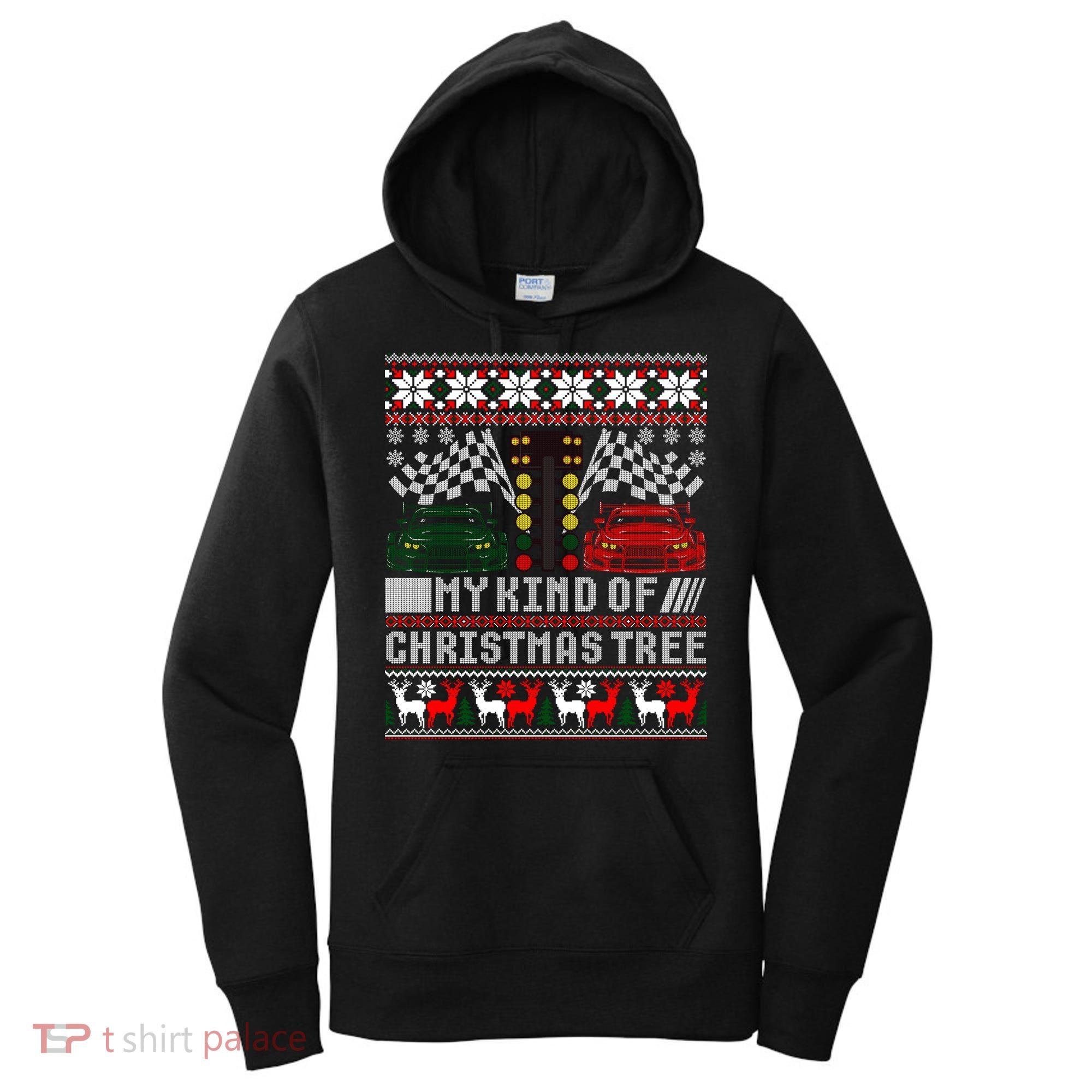 Drag Racing Christmas Tree Race Car Ugly Gift Women's Hoodie