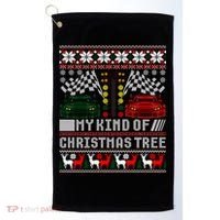 Drag Racing Christmas Tree Race Car Ugly Gift Golf Towel thumb 0