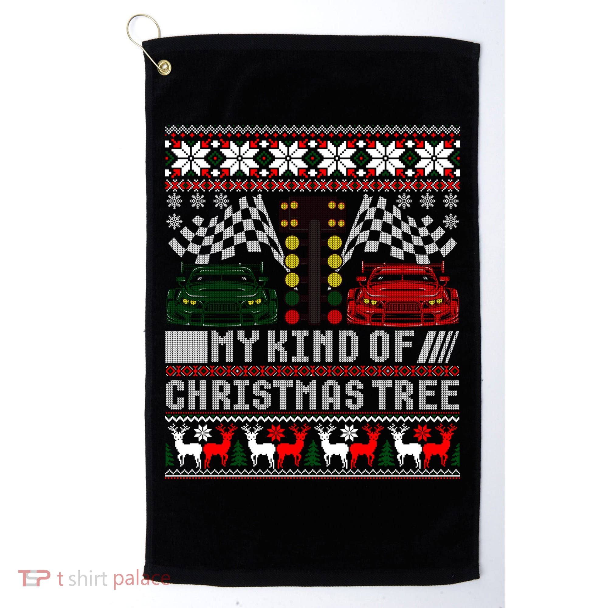 Drag Racing Christmas Tree Race Car Ugly Gift Golf Towel