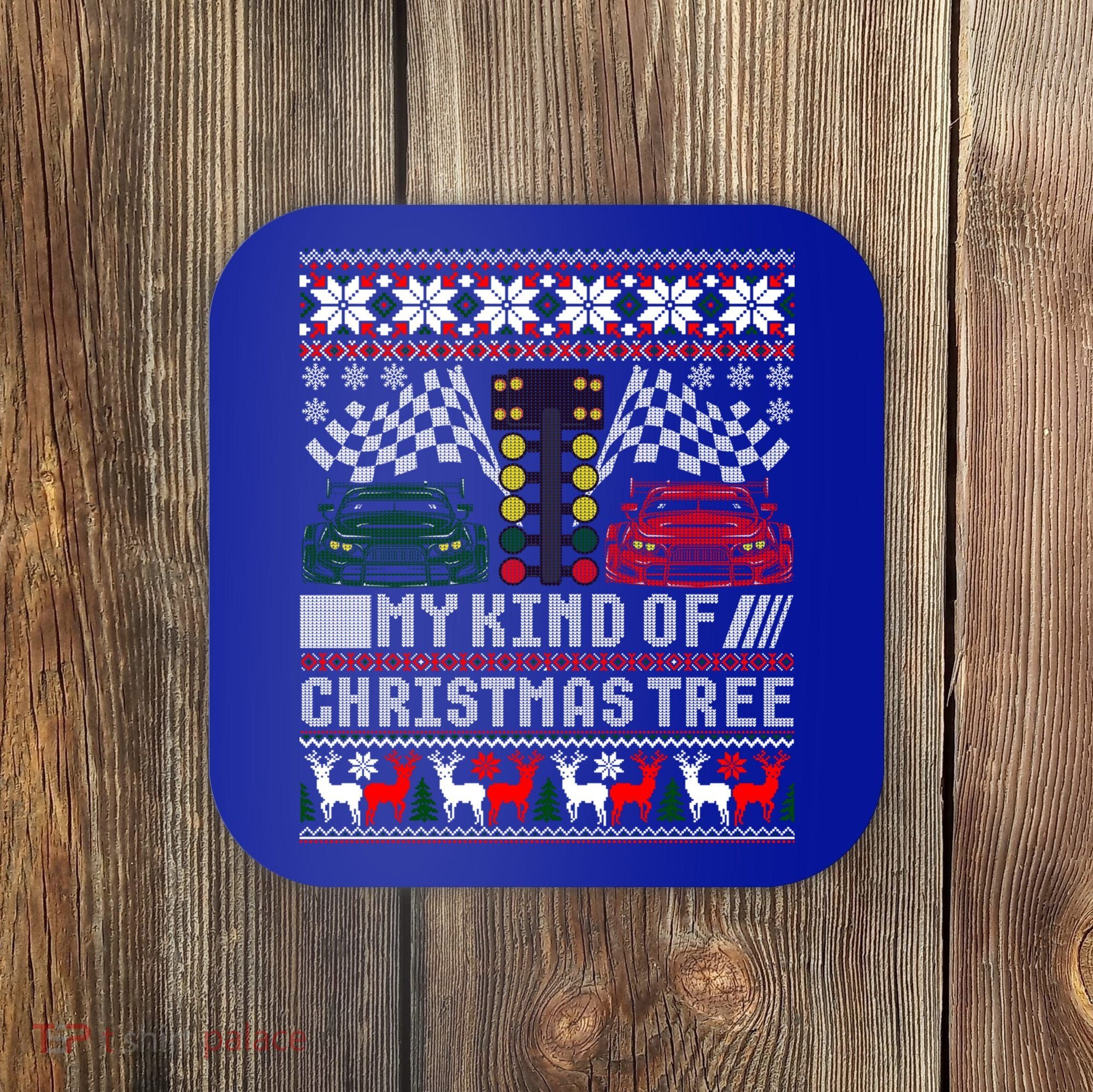 Drag Racing Christmas Tree Race Car Ugly Gift Coaster