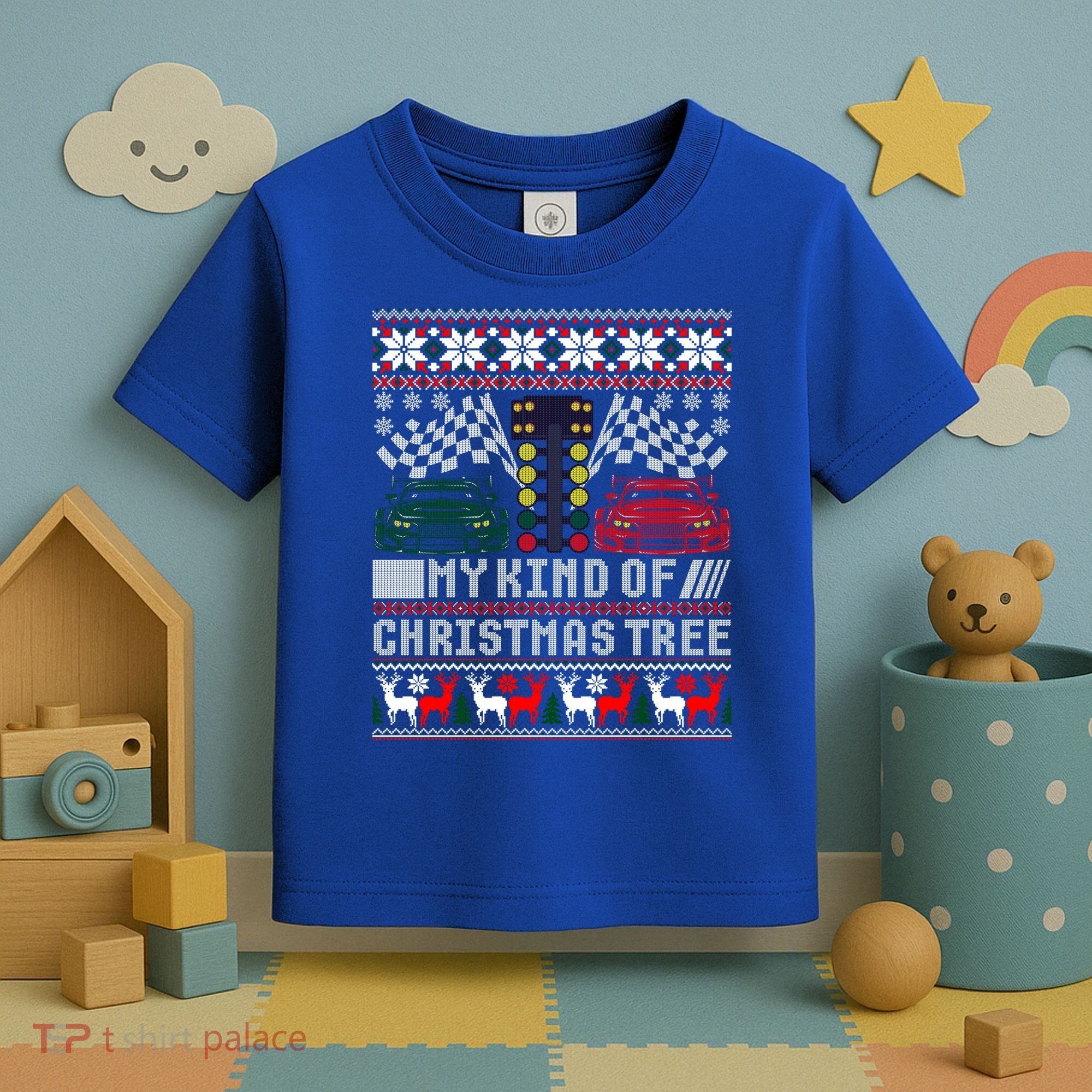 Drag Racing Christmas Tree Race Car Ugly Gift Toddler T-Shirt