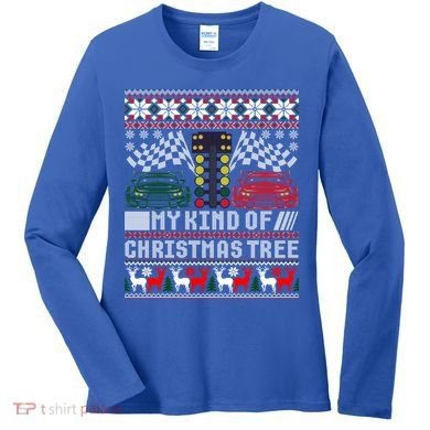 Drag Racing Christmas Tree Race Car Ugly Gift Women's Long Sleeve Shirt