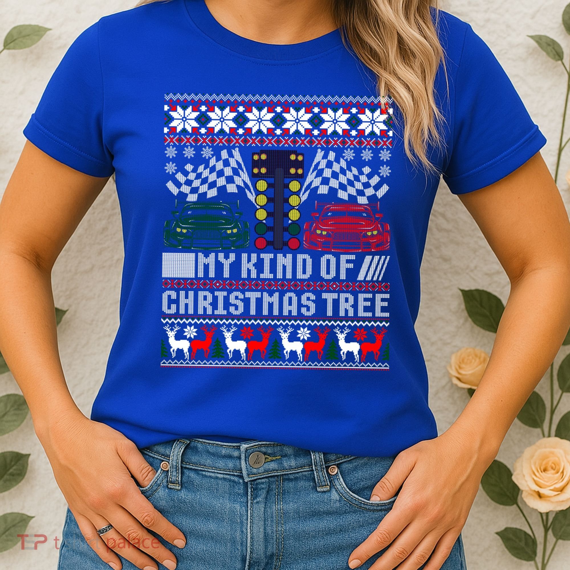 Drag Racing Christmas Tree Race Car Ugly Gift Women's T-Shirt