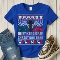 Drag Racing Christmas Tree Race Car Ugly Gift Women's T-Shirt thumb 3
